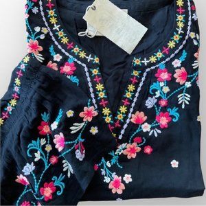 Serina Embroidered Boho Bell Sleeve Top